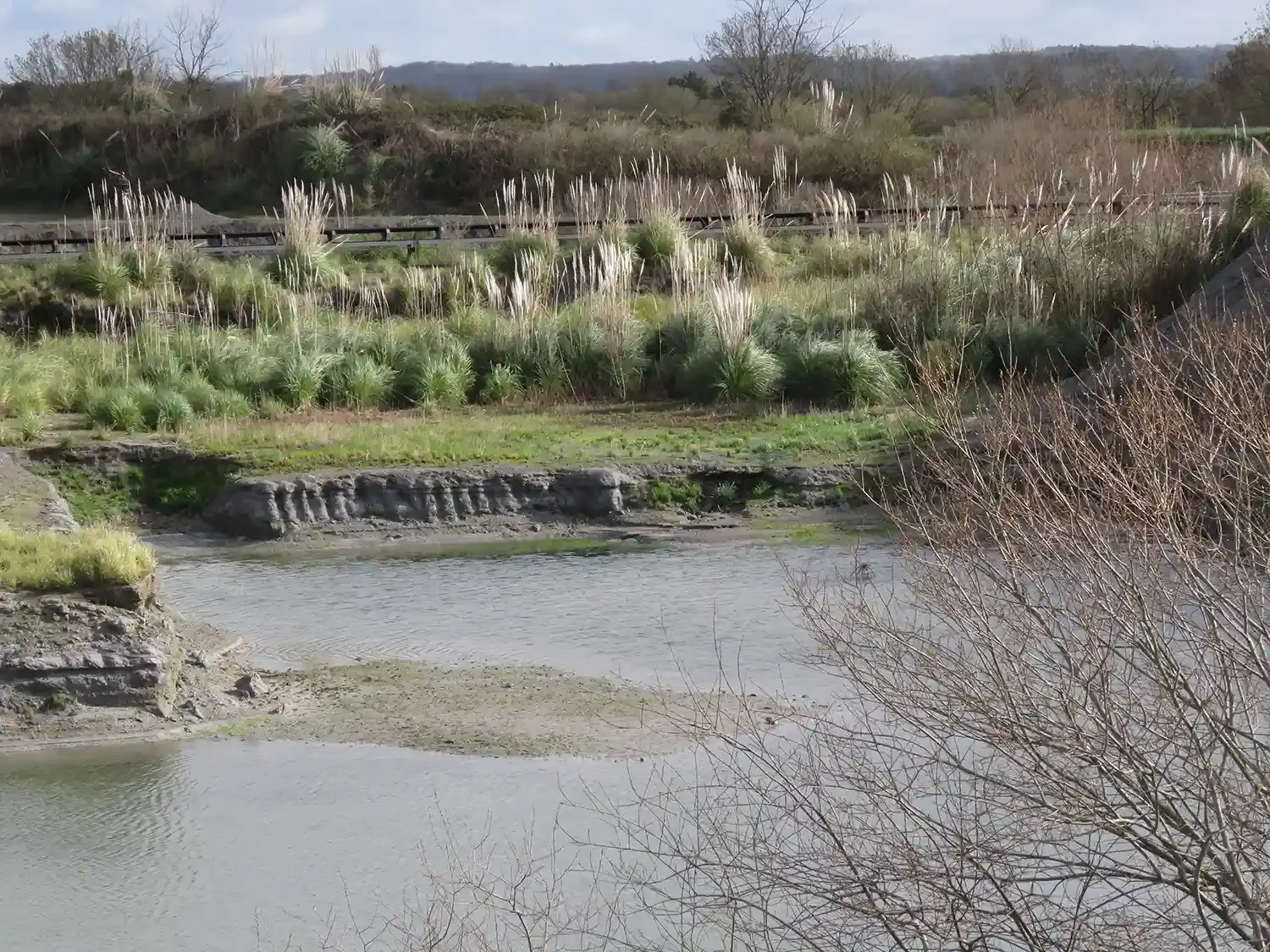 Ancienne carrière ou zone d’extraction inondée, berges érodées.