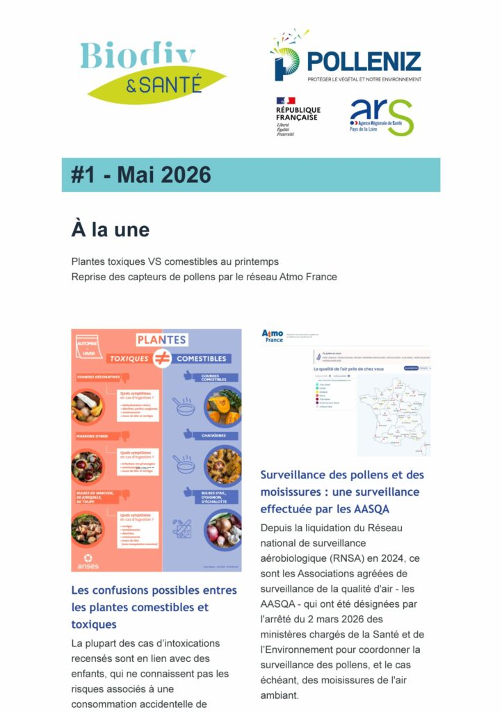 Screen de la page 1 de la newsletters Biodiv&Santé Mai 2026