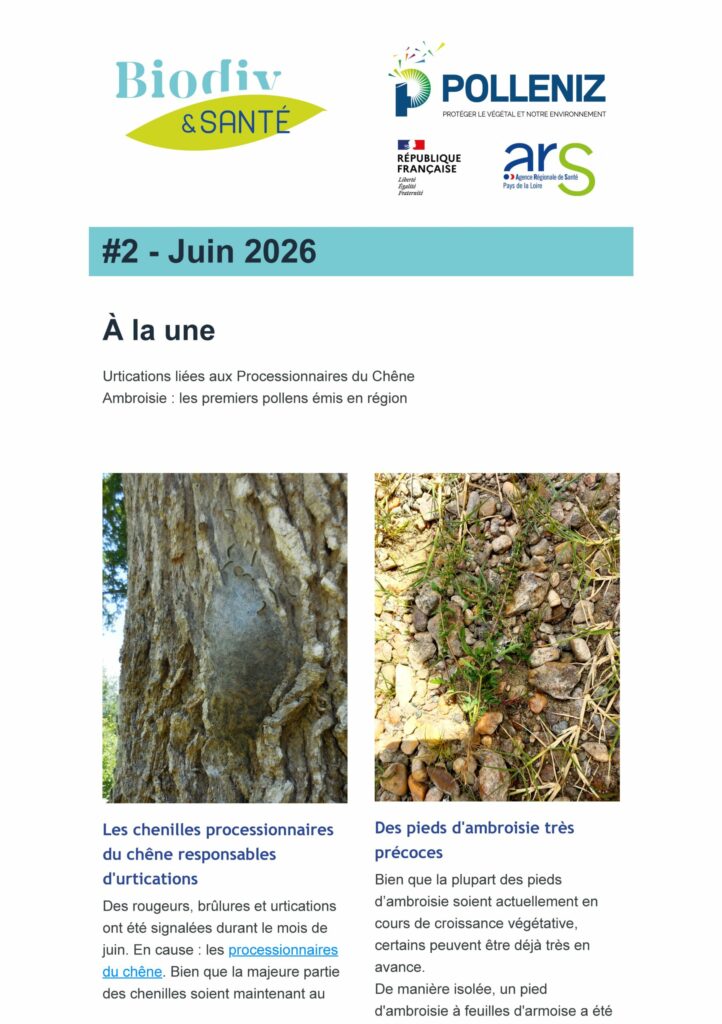 1er page de la newletter Biodiv&Santé de POLLENIZ Juin 2026