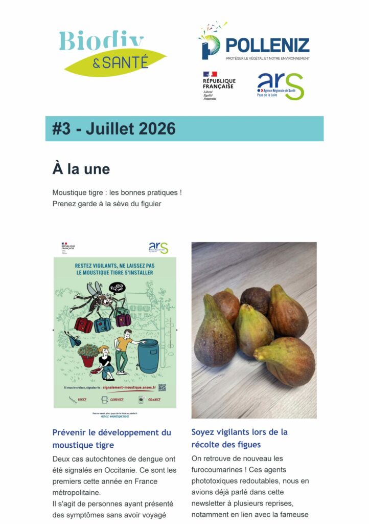 1er page de la newletter Biodiv&Santé de POLLENIZ Juillet 2026
