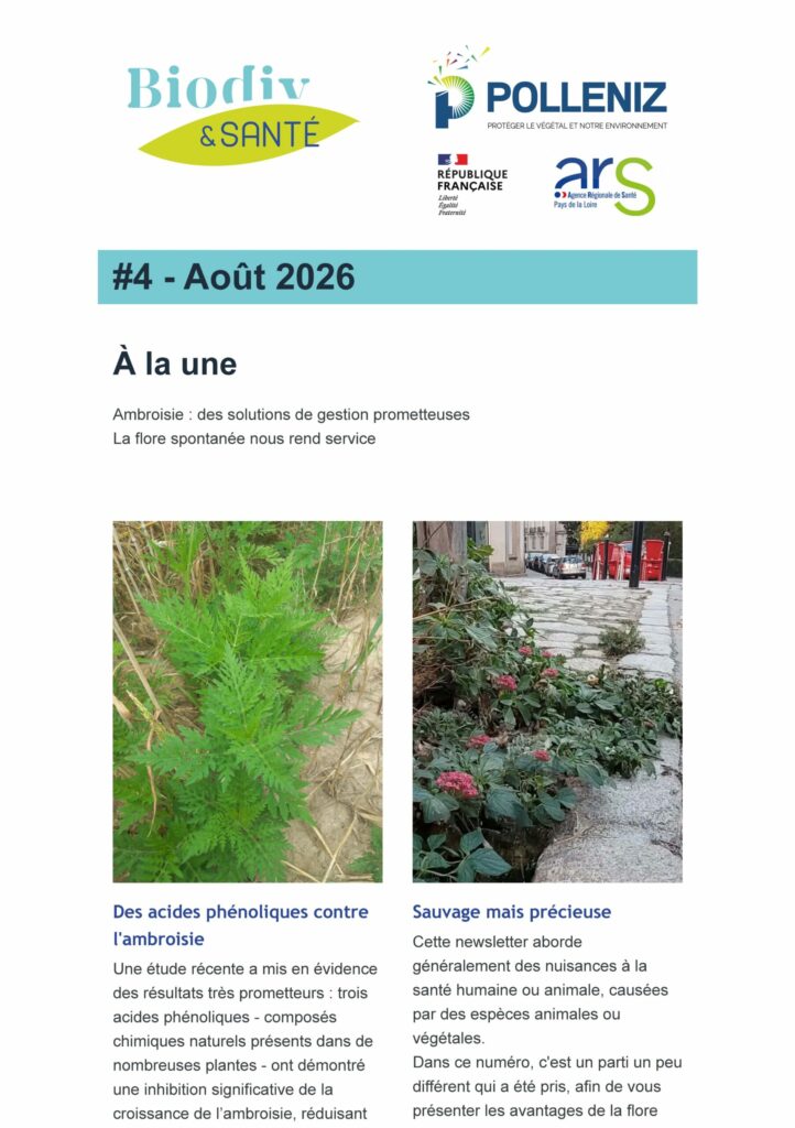 1er page de la newletter Biodiv&Santé de POLLENIZ Août 2026